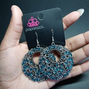 Paparazzi Blue Rhinestone Hoop Earrings